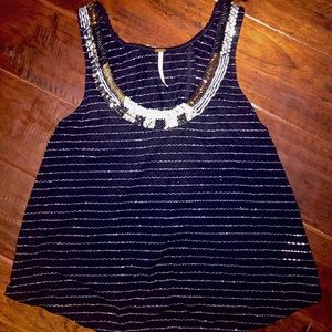 Free People beaded open back blouse