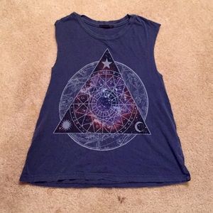 Dark Blue Graphic Tank Top