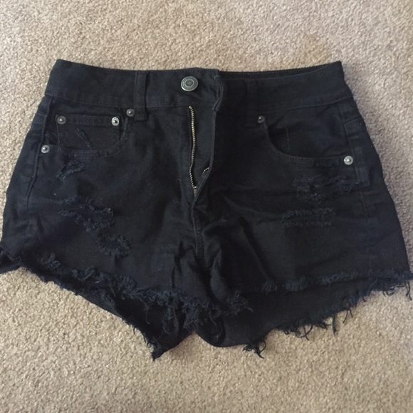 American Eagle black ripped shorts