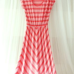 Pink striped Anthropologie maxi dress