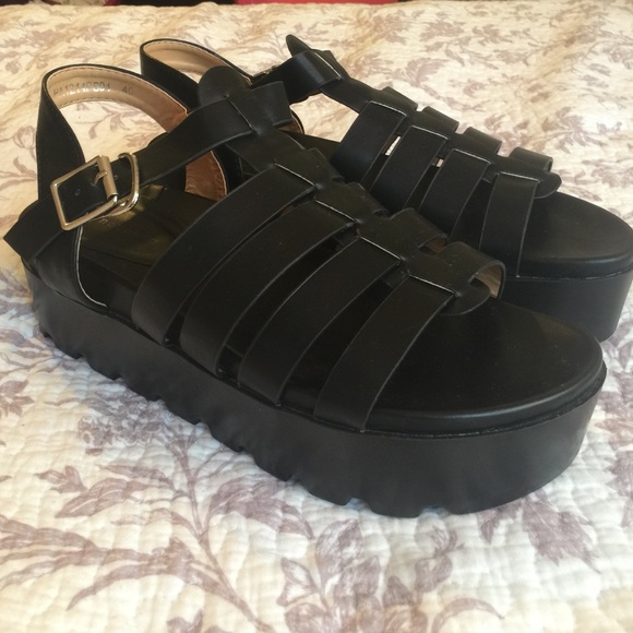 Black platform wedge sandal