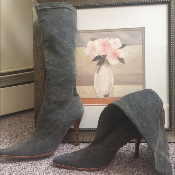 👢BEBE Denim Stretch Boots Size 9