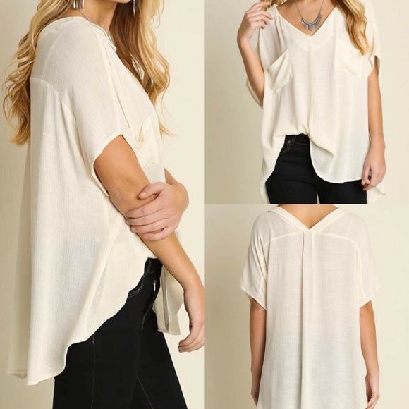 Umgee Tops - ‼️LAST ONE‼️Deep V-Neck Blouse with Pockets