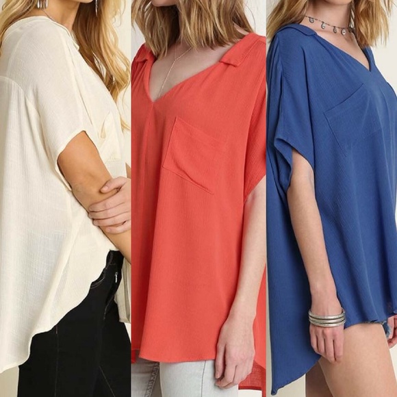 ‼️LAST ONE‼️Deep V-Neck Blouse with Pockets - Picture 3 of 4