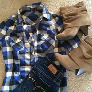 F21 plaid button up