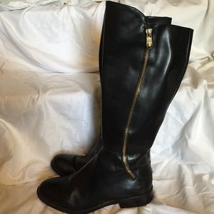 TAHARI black leather riding boots, size 6M