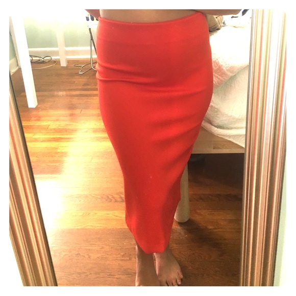 NY&Co Red Scuba Knot Pencil Skirt