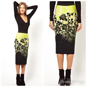❌SOLD❌ ASOS Pencil Skirt inNeon Ombre Floral Print