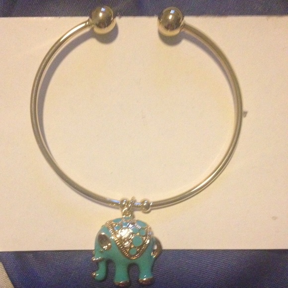 Turquose and gold elefant and Charm Bangle