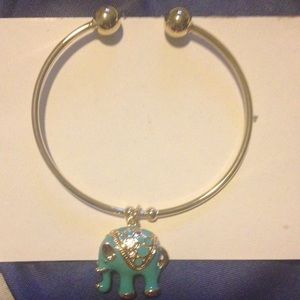 Turquose and gold elefant and Charm Bangle