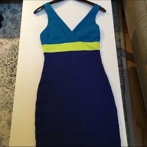 Express Bright Blue Color Block Bodycon Dress XS