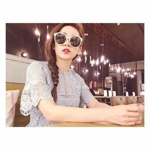 eyelet lace scalloped summer dress