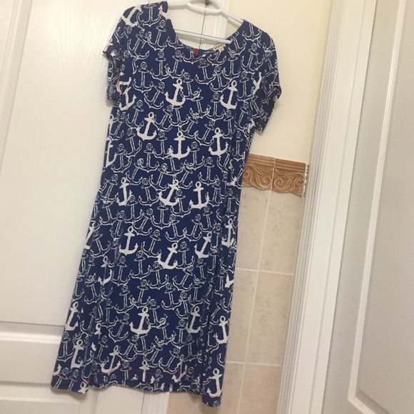 anchor pattern boatneck summer dress