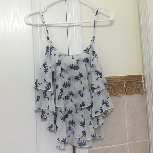 Cute crop palm tree flowy tank