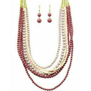 Multi strand layered lilac purple beaded necklace