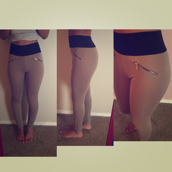 Cute tan leggings with zipper designs 😍 - Picture 1 of 4