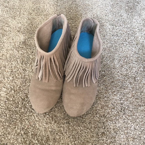 Suede fringe booties