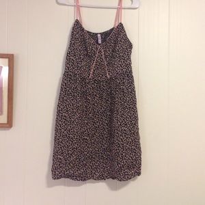 Patterned Baby Doll Dress pink and black