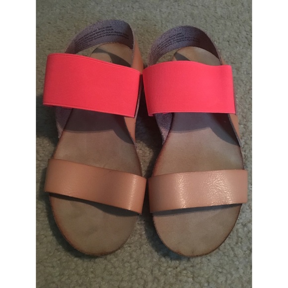 Fluorescent Pink and Brown Sandals