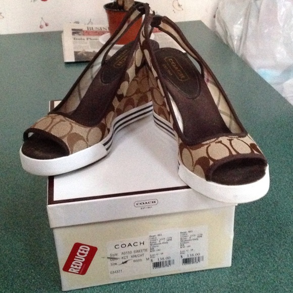 Coach sling back wedge sandals