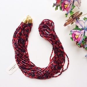 Red Vintage Czech Bugle Beads Necklace