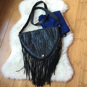 Rebecca Minkoff Black Leather Crossbody w/ Fringe
