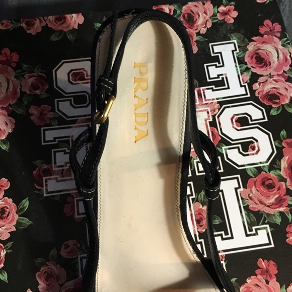 PRADA Black Suede Bamboo/Cork Slingback Sandals - Picture 4 of 5