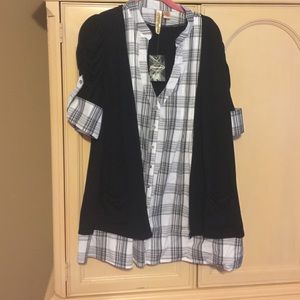 Teen PLUS Eyshadow top with built in cardigan. NWT