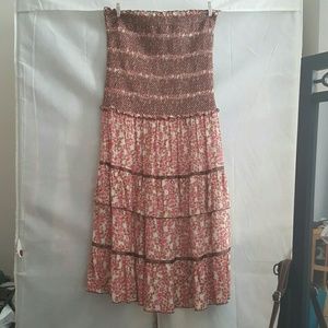 Free People tube/strapless tiered roses dress