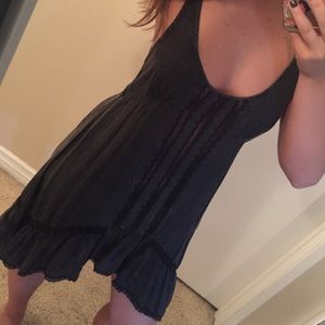 Free People XS NWOT Grey/Blk Hi Low Slip with Lace