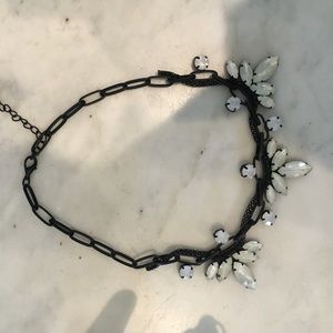 Matte black chain necklace with stones