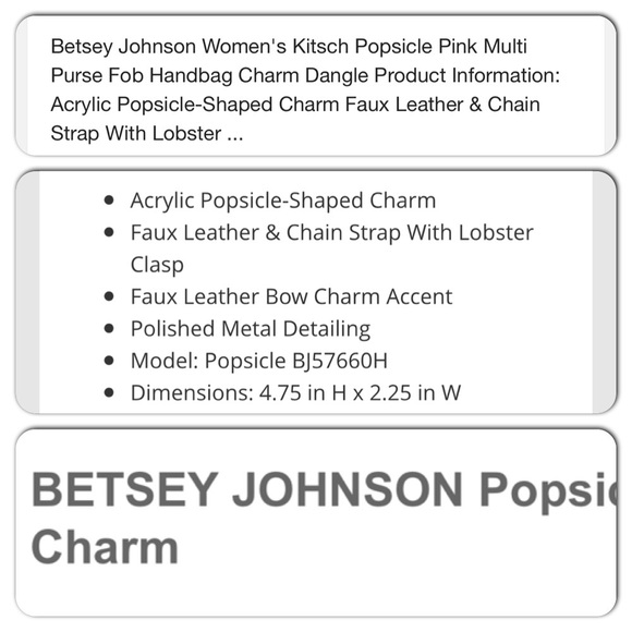 Betsey Johnson Popsicle Dangle Charm Pink Multic. - Picture 4 of 4