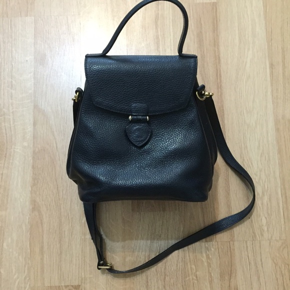 Furla Leather Bucket Bag with Flap Navy Blue