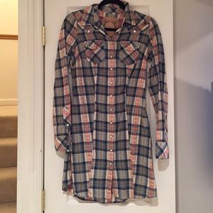 Plaid button up dress