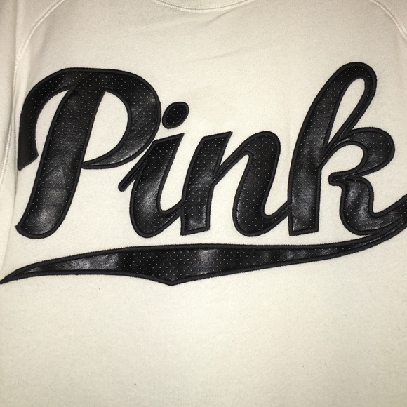 cream victoria secret pink sweater with leather - Picture 2 of 4