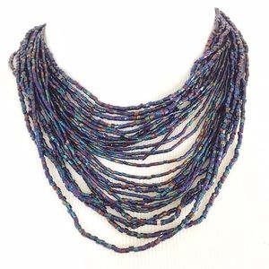 Vintage Czech Bugle Beads Necklace