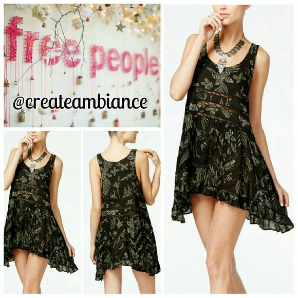 Free People Floral Print Trapeze Dress
