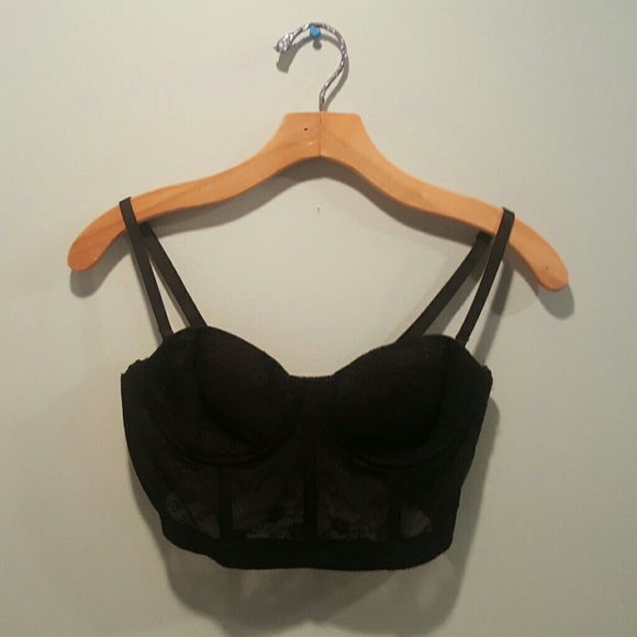 Forever 21 Black Lace Bustier with Adjustable Back