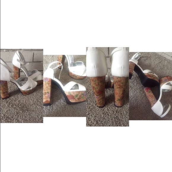 Cute Floral strapped white heels 🌺🌸💐🌻🌷 - Picture 1 of 4