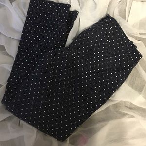 Navy Blue Polka Dot Capri Pants