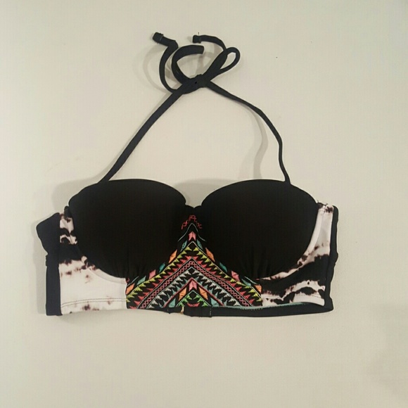 Xhilaration Black Bustier w/ Neon Color Stitching