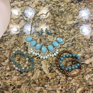 Necklace, earrings, bracelets