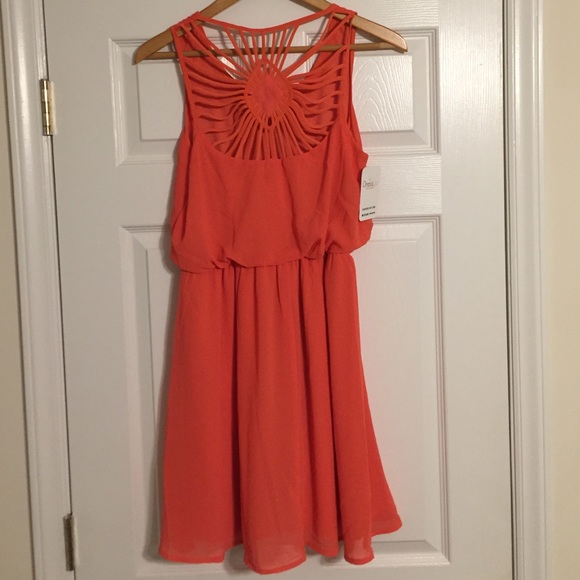 Coral Strappy Back Dress