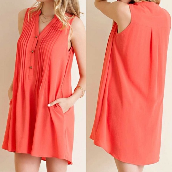 ‼️LAST ONE‼️Pin Tuck Detail Shirt Dress & Pockets - Picture 2 of 4