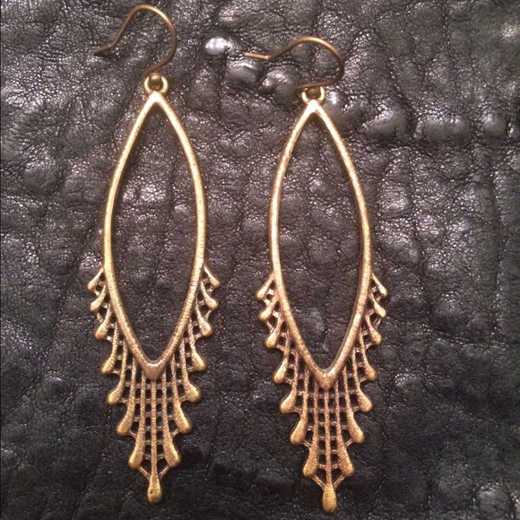 Lucky Brand intricate brass drop earrings