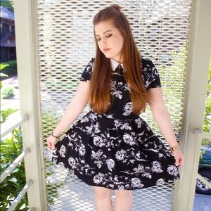 Floral Print Collar Dress