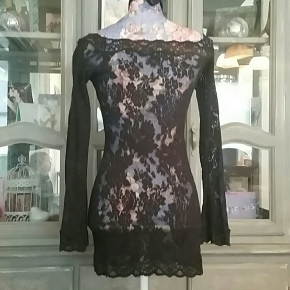 VS black lace long sleeve lingerie dress - Picture 3 of 4