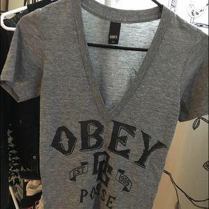 Obey deep V neck