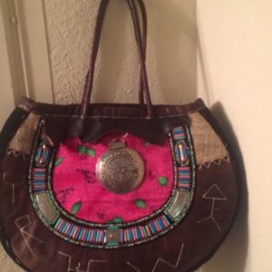 🇲🇦Moroccan leather shoulder bag w gorg stitch L