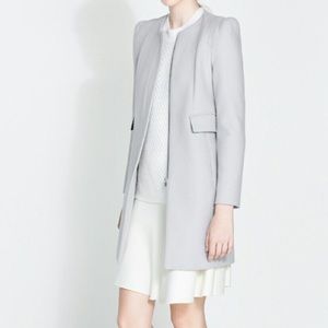 Zara Grey Lilac Coat with Gathering on Shoulder